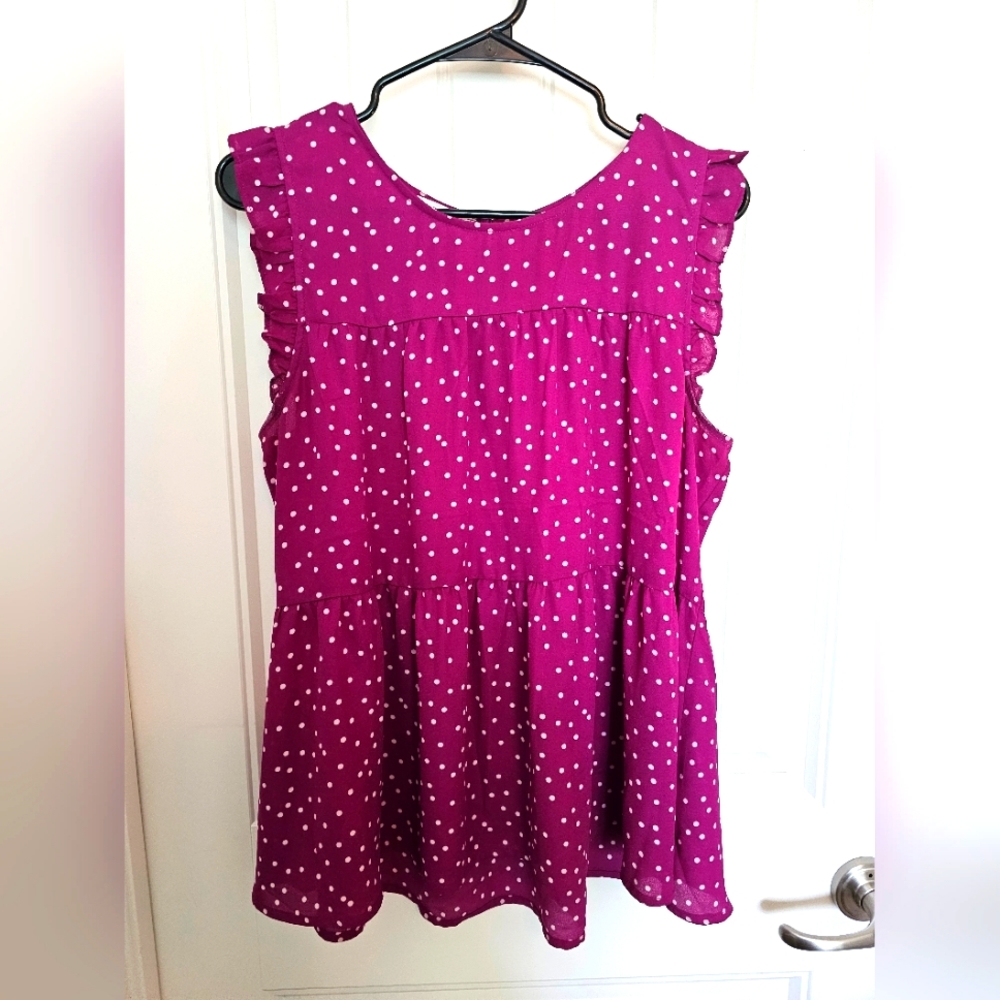 Maurice's fuchsia polka dot tank